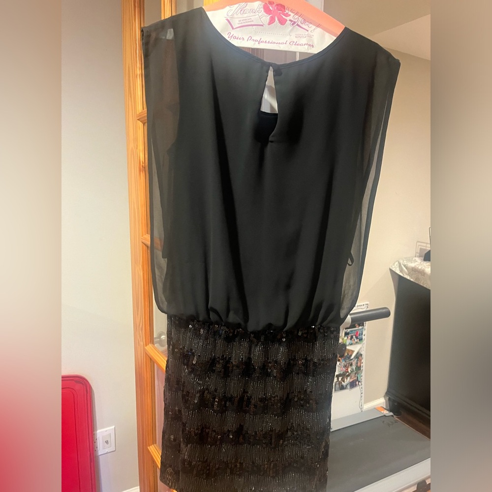 Guess Black Ruffled Tiered Knee-Length Dress